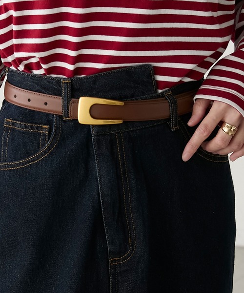 BONLECILL（ボンルシール）の「ヴィンテージライク デザインバックルレザーベルト（ベルト・レディース・ブラック/ブラウン・FREE）」の16枚目の写真