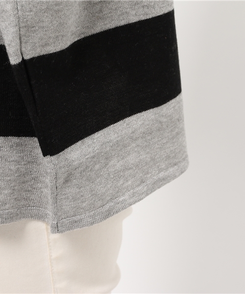 LBC(エルビーシー)の「12GアクリルコットンボーダーVプルオーバー(ニット/セーター・レディース・オフホワイト/グリーン/アッシュグレー・MEDIUM)」の8枚目の写真