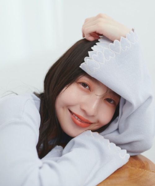natural couture（ナチュラルクチュール）の「【WEB限定】お袖ハートショート丈ニットプルオーバー（ニット/セーター・レディース・アイボリー/サックスブルー/ピンク/ブラック・FREE）」の17枚目の写真
