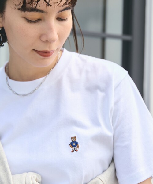 coen(コーエン)の「【WEB限定】USAコットンベア刺繍Tシャツ(Tシャツ/カットソー・レディース・オフホワイト/ナチュラル/ブラック/その他2・M/L)」の2枚目の写真