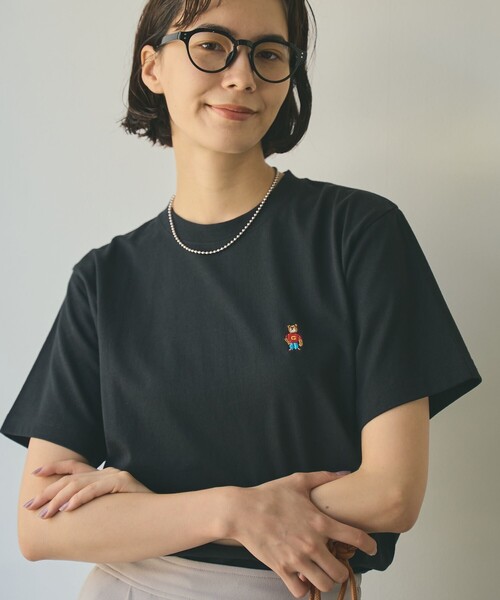 coen(コーエン)の「【WEB限定】USAコットンベア刺繍Tシャツ(Tシャツ/カットソー・レディース・オフホワイト/ナチュラル/ブラック/その他2・M/L)」の1枚目の写真