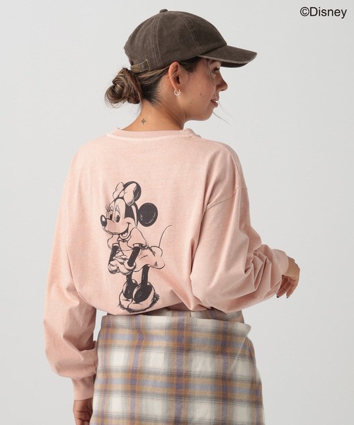 Disney(ディズニー)の「【Disney(ディズニー)ミッキー&ミニー】ロンT(Tシャツ/カットソー・レディース・チャコール/オフホワイト/ピンク/ベージュ・FREE)」の4枚目の写真
