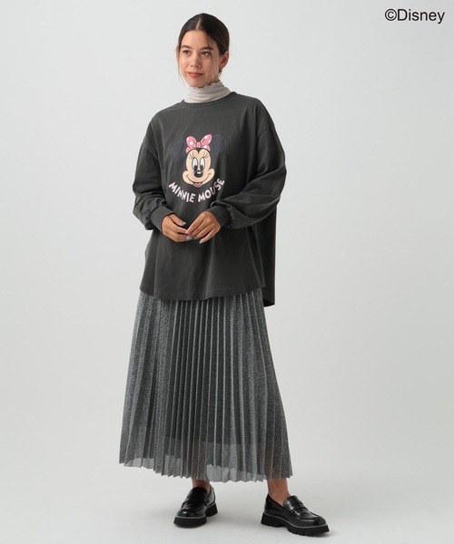 Disney(ディズニー)の「【Disney(ディズニー)ミッキー&ミニー】ロンT(Tシャツ/カットソー・レディース・チャコール/オフホワイト/ピンク/ベージュ・FREE)」の9枚目の写真