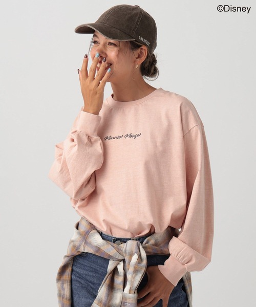 Disney(ディズニー)の「【Disney(ディズニー)ミッキー&ミニー】ロンT(Tシャツ/カットソー・レディース・チャコール/オフホワイト/ピンク/ベージュ・FREE)」の12枚目の写真