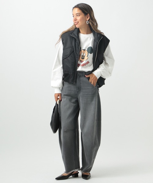 Disney(ディズニー)の「【Disney(ディズニー)ミッキー&ミニー】ロンT(Tシャツ/カットソー・レディース・チャコール/オフホワイト/ピンク/ベージュ・FREE)」の5枚目の写真