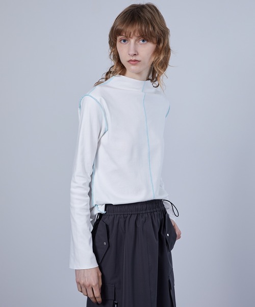 ELOOPS(イーループス)の「【ELOOPS】ステッチラインルーズトップス・カットソー(Tシャツ/カットソー・レディース・ホワイト/ブラック・FREE)」の1枚目の写真