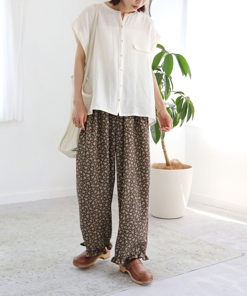 Crisp（クリスプ）の「バイカラーステッチダブルガーゼブラウス（シャツ/ブラウス・レディース・ピンク/イエロー/アイボリー・FREE）」の9枚目の写真