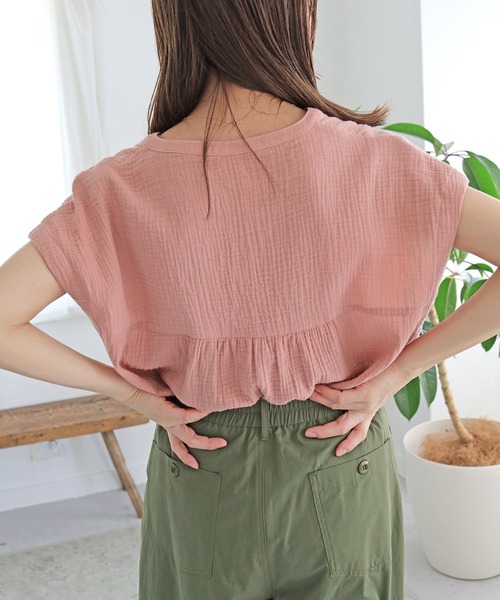 Crisp（クリスプ）の「バイカラーステッチダブルガーゼブラウス（シャツ/ブラウス・レディース・ピンク/イエロー/アイボリー・FREE）」の20枚目の写真