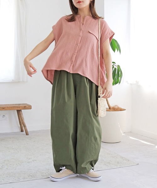 Crisp（クリスプ）の「バイカラーステッチダブルガーゼブラウス（シャツ/ブラウス・レディース・ピンク/イエロー/アイボリー・FREE）」の16枚目の写真