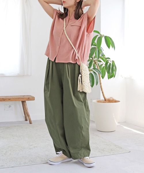 Crisp（クリスプ）の「バイカラーステッチダブルガーゼブラウス（シャツ/ブラウス・レディース・ピンク/イエロー/アイボリー・FREE）」の15枚目の写真