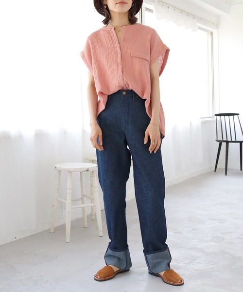 Crisp（クリスプ）の「バイカラーステッチダブルガーゼブラウス（シャツ/ブラウス・レディース・ピンク/イエロー/アイボリー・FREE）」の13枚目の写真