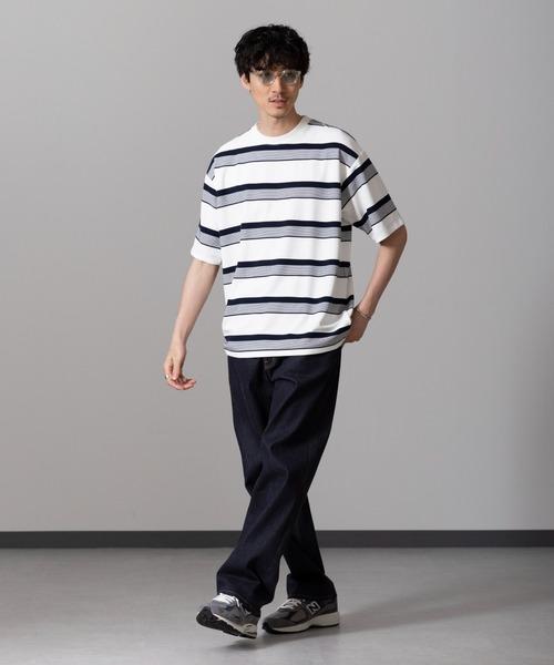 NANO universe(ナノユニバース)の「マルチボーダークルーネックTシャツ(Tシャツ/カットソー・メンズ・ブラック/ホワイト・L/M)」の19枚目の写真