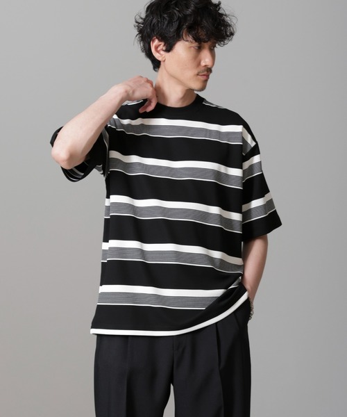 NANO universe(ナノユニバース)の「マルチボーダークルーネックTシャツ(Tシャツ/カットソー・メンズ・ブラック/ホワイト・L/M)」の8枚目の写真