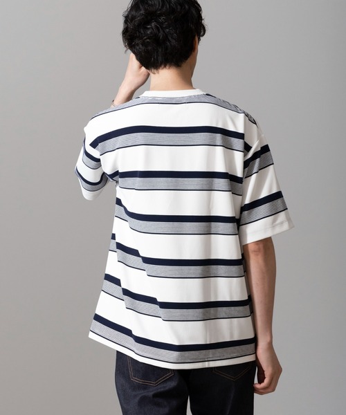 NANO universe(ナノユニバース)の「マルチボーダークルーネックTシャツ(Tシャツ/カットソー・メンズ・ブラック/ホワイト・L/M)」の21枚目の写真