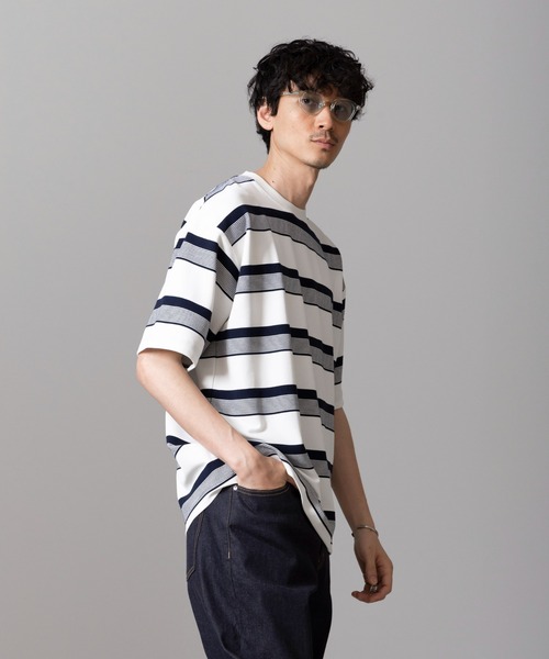 NANO universe(ナノユニバース)の「マルチボーダークルーネックTシャツ(Tシャツ/カットソー・メンズ・ブラック/ホワイト・L/M)」の22枚目の写真