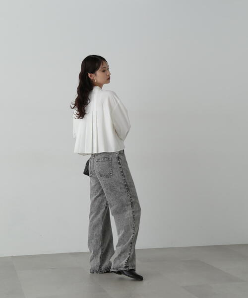 N.(N. Natural Beauty Basic)(エヌエヌナチュラルビューティーベーシック)の「◆スタンドカラーショートタックブラウス(シャツ/ブラウス・レディース・ホワイト/ブラック/ブルー・MEDIUM)」の18枚目の写真