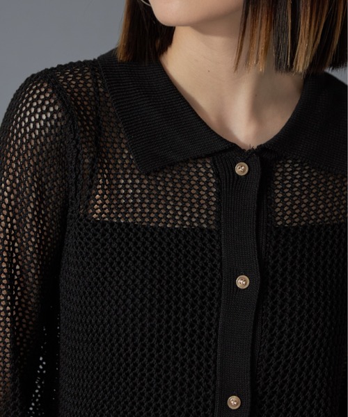【セール】メッシュ長袖ニットポロシャツ（ニット/セーター）｜each（イーチ）