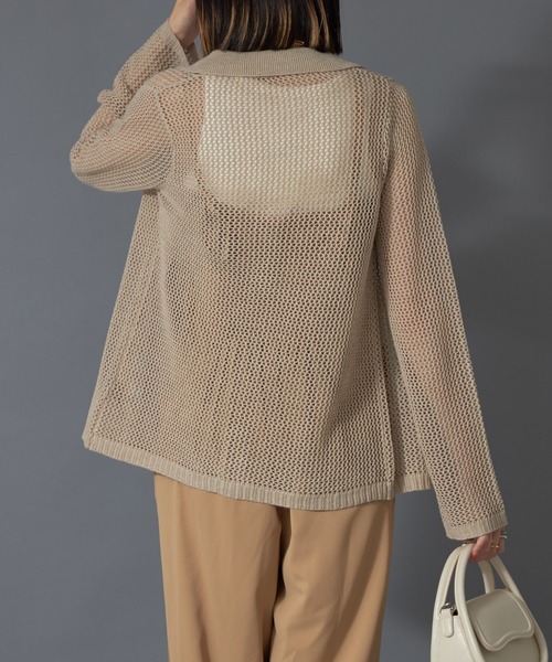 【セール】メッシュ長袖ニットポロシャツ（ニット/セーター）｜each（イーチ）