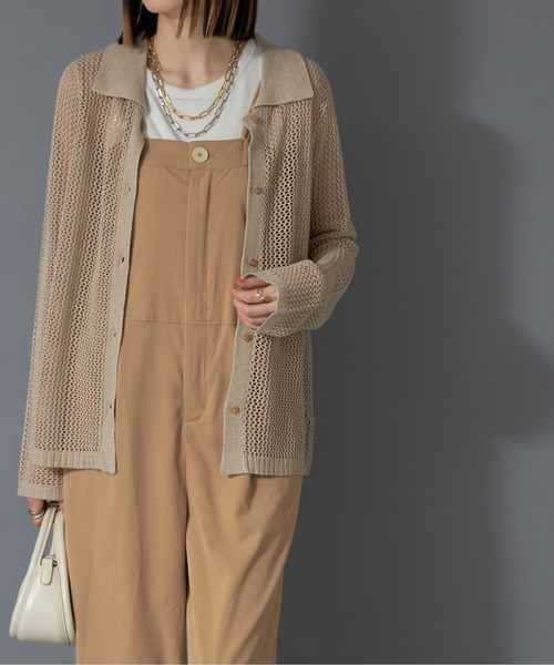 【セール】メッシュ長袖ニットポロシャツ（ニット/セーター）｜each（イーチ）