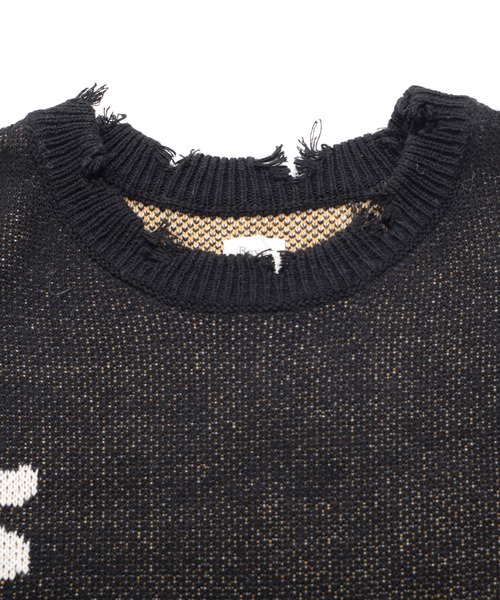 Revo. ヴィンテージディテール ダメージ加工 フラワージャガード ルーズニット プルオーバー（ニット/セーター）｜Revo.（レボ）