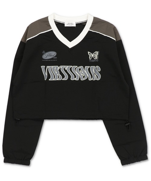 SPINNS（スピンズ）の「VIRTOUSロゴ ショート丈ナイロンプルオーバー（スウェット・レディース・アイボリー/ブラック/ピンク/ネイビー/レッド・ONESIZE）」の19枚目の写真