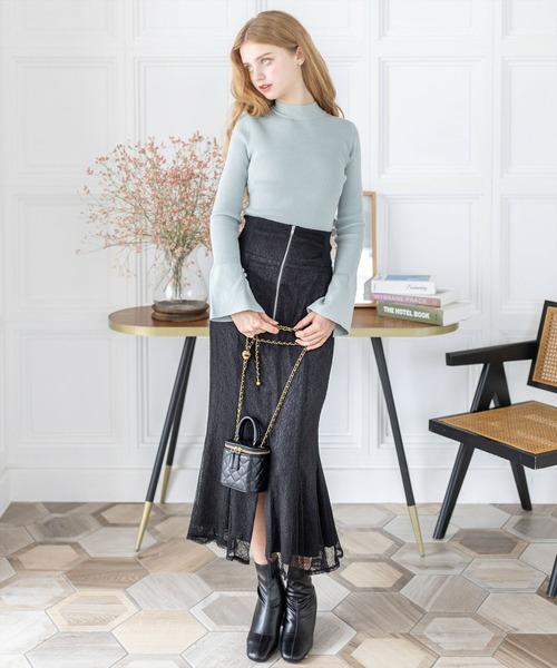 clear（クリア）の「【低身長用サイズ有】花柄レースマーメイドスカート [エレガンスコーデ スタイルアップ 骨格ウェーブ]≪再入荷≫（スカート・レディース・ブルーグレー/ブラック/ピンクベージュ・F/XS）」の7枚目の写真