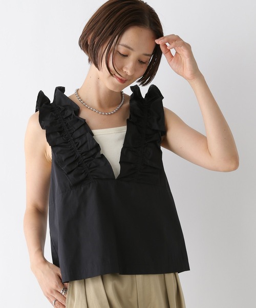 LEPSIM(レプシィム)の「深Vフリルノースリーブブラウス 142950(シャツ/ブラウス・レディース・グレイッシュベージュ/ブラック・FREE)」の13枚目の写真