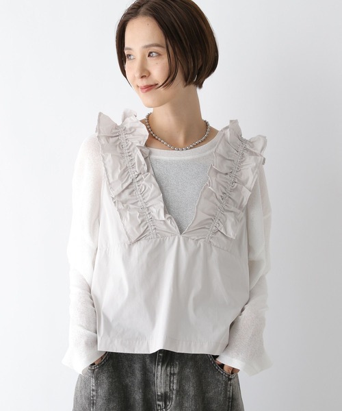 LEPSIM(レプシィム)の「深Vフリルノースリーブブラウス 142950(シャツ/ブラウス・レディース・グレイッシュベージュ/ブラック・FREE)」の18枚目の写真