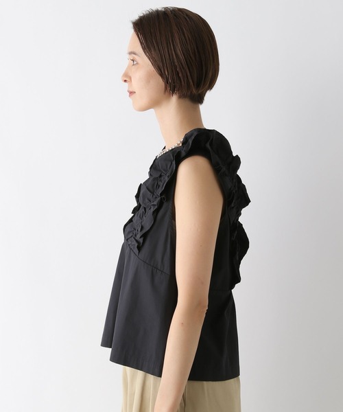 LEPSIM(レプシィム)の「深Vフリルノースリーブブラウス 142950(シャツ/ブラウス・レディース・グレイッシュベージュ/ブラック・FREE)」の5枚目の写真