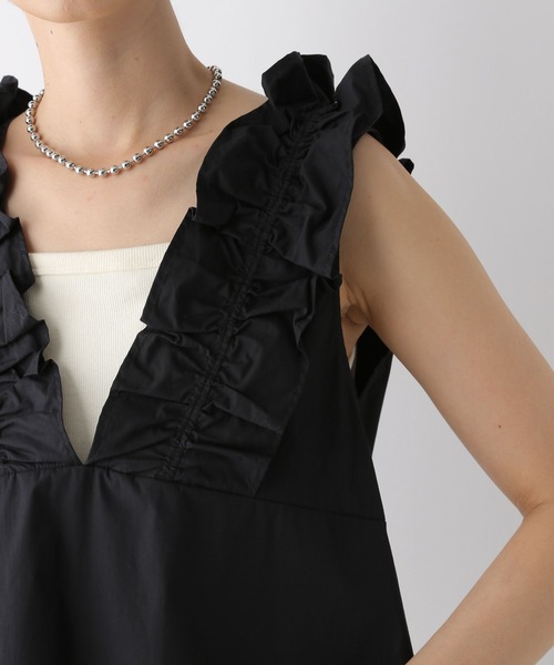 LEPSIM(レプシィム)の「深Vフリルノースリーブブラウス 142950(シャツ/ブラウス・レディース・グレイッシュベージュ/ブラック・FREE)」の8枚目の写真