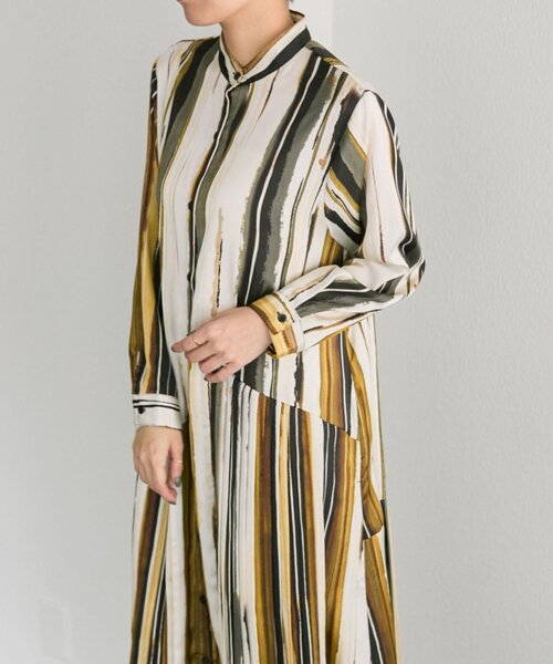 セール】長袖斜めプリーツワンピース【SUM1 STYLE(スミ スタイル