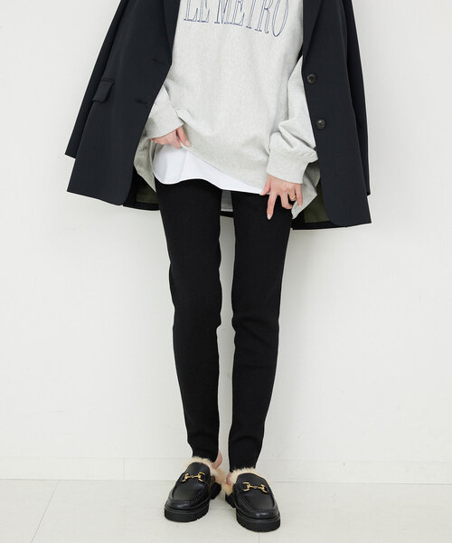 SLOBE IENA（スローブイエナ）の「ウォッシャブルニットレギンス（レギンス/スパッツ・レディース・チャコールグレー/ブラック・FREE）」の7枚目の写真