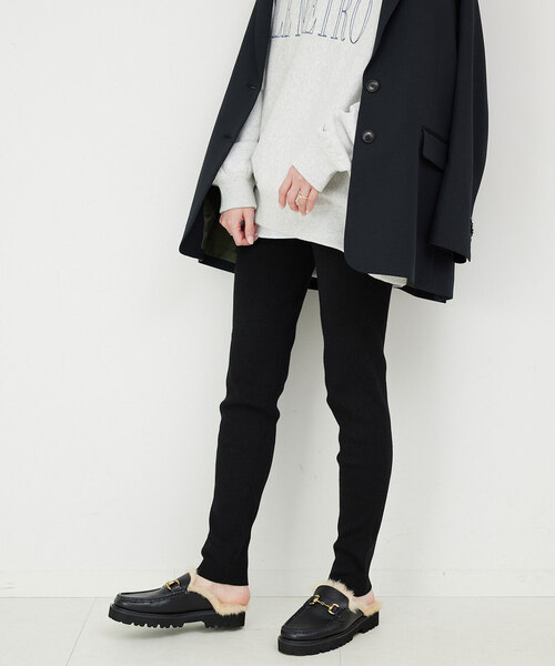 SLOBE IENA（スローブイエナ）の「ウォッシャブルニットレギンス（レギンス/スパッツ・レディース・チャコールグレー/ブラック・FREE）」の8枚目の写真