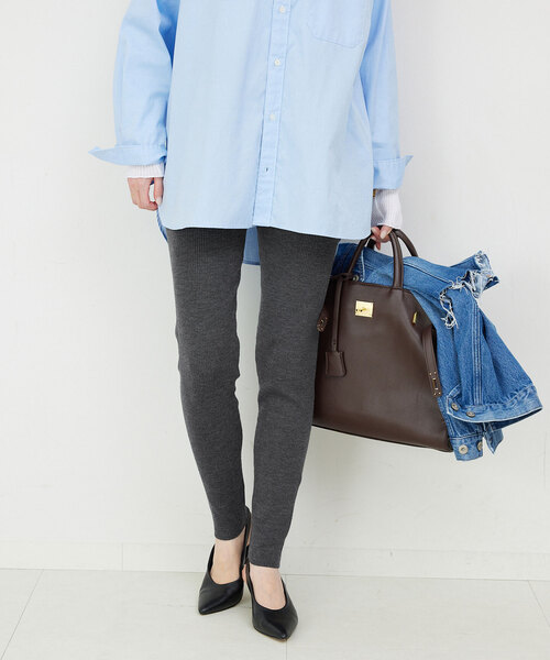 SLOBE IENA（スローブイエナ）の「ウォッシャブルニットレギンス（レギンス/スパッツ・レディース・チャコールグレー/ブラック・FREE）」の14枚目の写真