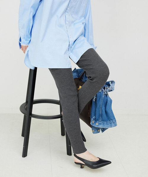 SLOBE IENA（スローブイエナ）の「ウォッシャブルニットレギンス（レギンス/スパッツ・レディース・チャコールグレー/ブラック・FREE）」の15枚目の写真