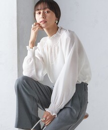 SHIPS | 〈洗濯機可能〉シャーリング ネック 長袖 ブラウス(シャツ/ブラウス)