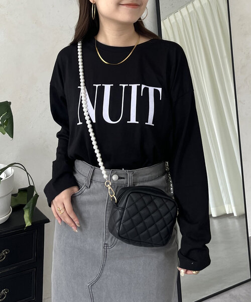 prose verse（プロズヴェール）の「【NUIT】フロッキーロゴロンT（Tシャツ/カットソー・レディース・ブラック/オフホワイト・MEDIUM）」の2枚目の写真