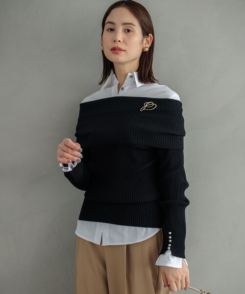 【セール】ELENAオフショル風 ニットプルオーバー（ニット/セーター）｜組曲（クミキョク）