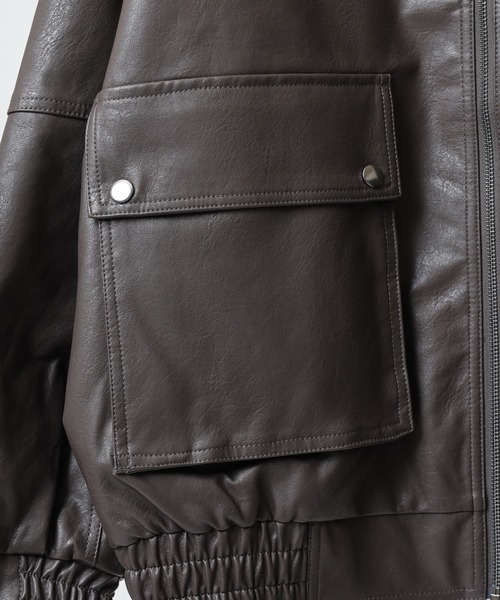 SUGGESTION(サジェッション)の「Fake leather blouson with boa collar / ボア衿脱着 G1 PUレザーブルゾン unisex(ブルゾン・メンズ・ブラック/ブラウン・M/L)」の22枚目の写真