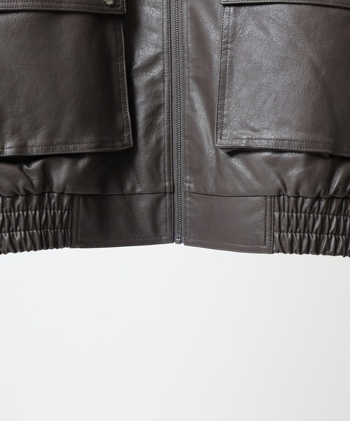 SUGGESTION(サジェッション)の「Fake leather blouson with boa collar / ボア衿脱着 G1 PUレザーブルゾン unisex(ブルゾン・メンズ・ブラック/ブラウン・M/L)」の15枚目の写真