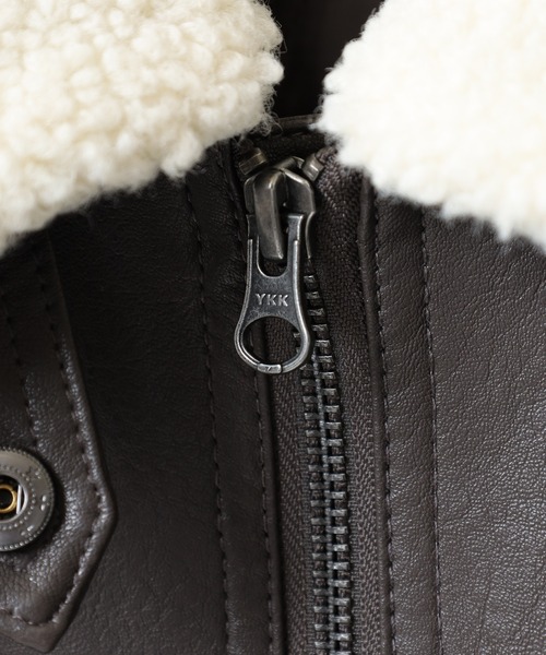 SUGGESTION(サジェッション)の「Fake leather blouson with boa collar / ボア衿脱着 G1 PUレザーブルゾン unisex(ブルゾン・メンズ・ブラック/ブラウン・M/L)」の17枚目の写真