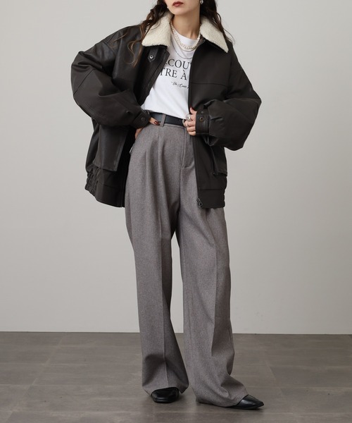 SUGGESTION(サジェッション)の「Fake leather blouson with boa collar / ボア衿脱着 G1 PUレザーブルゾン unisex(ブルゾン・メンズ・ブラック/ブラウン・M/L)」の18枚目の写真