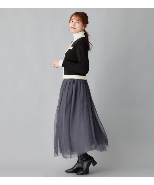 alotta(アロッタ)の「もっちりタッチフェザー配色ニットカーデ(カーディガン/ボレロ・レディース・ブラック/ライトブルー・M/LL/L)」の13枚目の写真