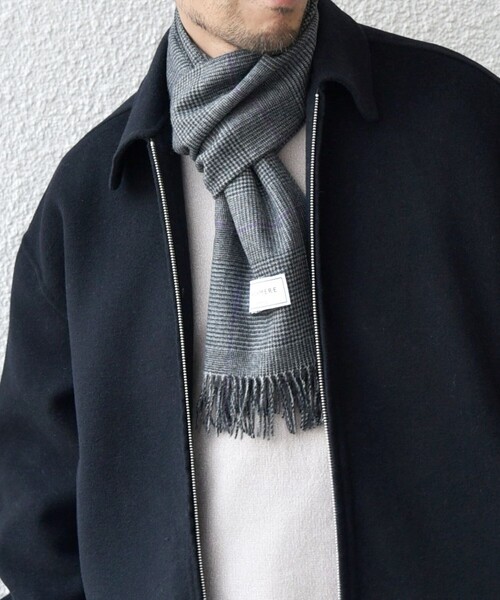 SHIPS any(シップス エニィ)の「【WEB限定】SHIPS any: カシミヤ シングル チェック ストール◇(ストール/ショール・メンズ・チャコールグレー/コバルトブルー・ONE SIZE)」の10枚目の写真