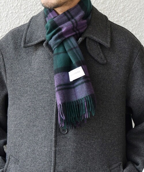 SHIPS any(シップス エニィ)の「【WEB限定】SHIPS any: カシミヤ シングル チェック ストール◇(ストール/ショール・メンズ・チャコールグレー/コバルトブルー・ONE SIZE)」の15枚目の写真