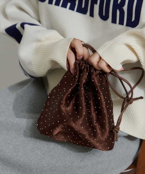 CIAOPANIC TYPY（チャオパニックティピー）の「チェーン付きサテンスタッズ巾着ミニBAG（ショルダーバッグ・レディース・ブラウン/グレー/カーキ/ブラック・ONE SIZE）」の17枚目の写真