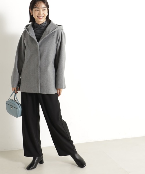 FOUND GOOD（ファウンドグッド）の「ウーリーテックフードコート（その他アウター・レディース・グリーン系2/ブラウン系3/アイボリー/ブラック/グレー系5・L/M/S）」の4枚目の写真