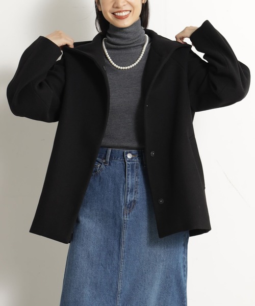 FOUND GOOD（ファウンドグッド）の「ウーリーテックフードコート（その他アウター・レディース・グリーン系2/ブラウン系3/アイボリー/ブラック/グレー系5・L/M/S）」の6枚目の写真