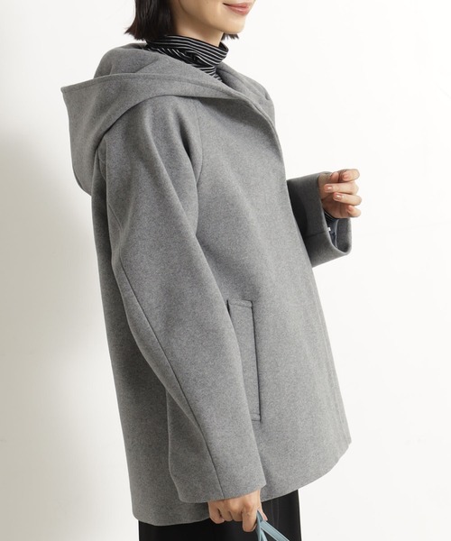 FOUND GOOD（ファウンドグッド）の「ウーリーテックフードコート（その他アウター・レディース・グリーン系2/ブラウン系3/アイボリー/ブラック/グレー系5・L/M/S）」の12枚目の写真