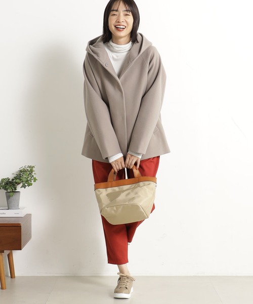 FOUND GOOD（ファウンドグッド）の「ウーリーテックフードコート（その他アウター・レディース・グリーン系2/ブラウン系3/アイボリー/ブラック/グレー系5・L/M/S）」の14枚目の写真